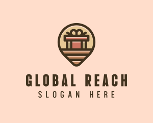 Gift Factory Location Pin logo design