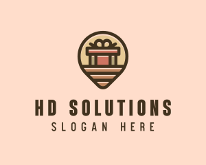 Gift Factory Location Pin logo design