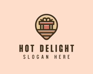 Gift Factory Location Pin logo design