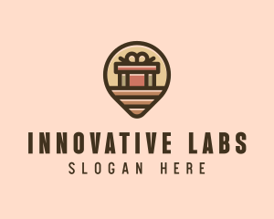 Gift Factory Location Pin logo design