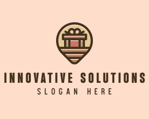 Gift Factory Location Pin logo design