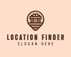 Gift Factory Location Pin logo design