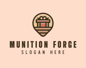 Gift Factory Location Pin logo design