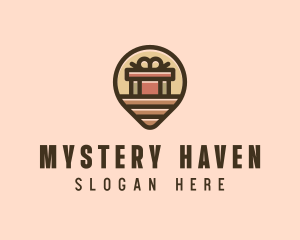 Gift Factory Location Pin logo design