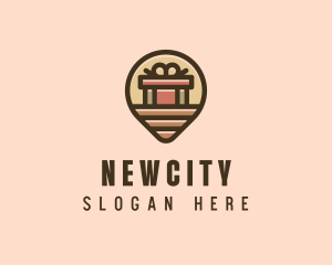 Gift Factory Location Pin logo design