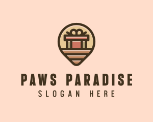 Gift Factory Location Pin logo design