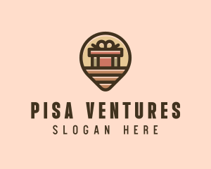 Gift Factory Location Pin logo design