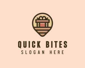 Gift Factory Location Pin logo design