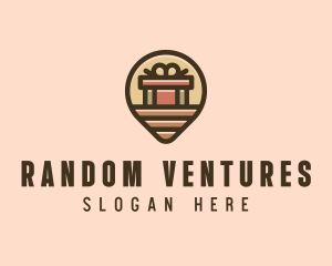 Gift Factory Location Pin logo design