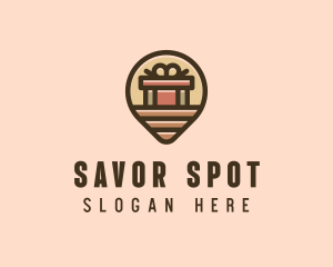 Gift Factory Location Pin logo design