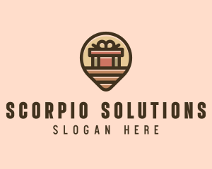 Gift Factory Location Pin logo design