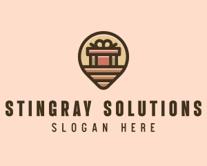 Gift Factory Location Pin logo design