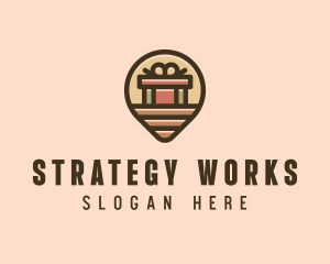 Gift Factory Location Pin logo design