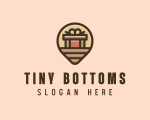 Gift Factory Location Pin logo design