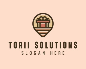 Gift Factory Location Pin logo design