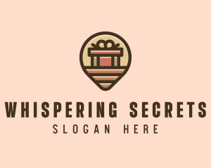 Gift Factory Location Pin logo design