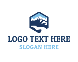 North - Hexagon Mountain River logo design