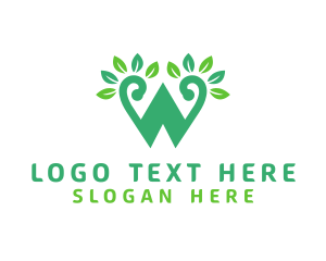 Vegan - Green W Letter logo design