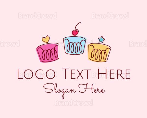 Cute Birthday Cupcakes Logo