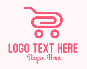 Shopping - Pink Paper Clip Cart logo design