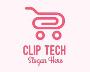 Pink Paper Clip Cart logo design