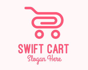 Pink Paper Clip Cart logo design