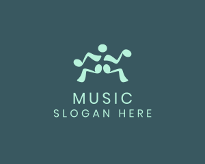 Musical Note Dancing Man logo design