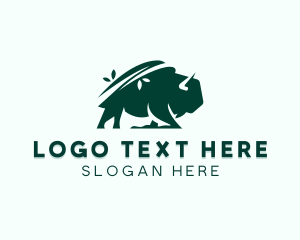 Pine Tree - Eco Bison Wild Animal logo design