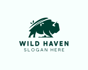 Eco Bison Wild Animal logo design