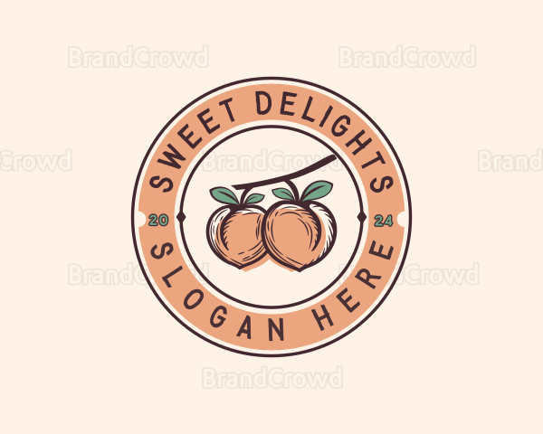 Peach  Fruit Produce Logo