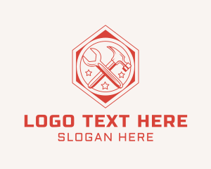 Construction - Hexagon Hammer Wrench logo design