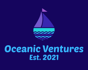 Colorful Ocean Sailboat logo design