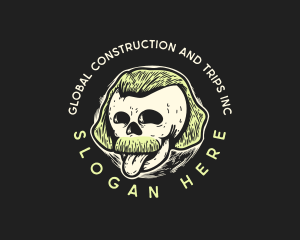 Halloween - Mustache Hipster Skull logo design