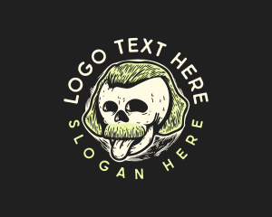 Mustache Hipster Skull Logo