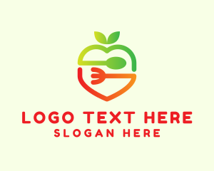 Fast Food - Gradient Apple Utensil logo design