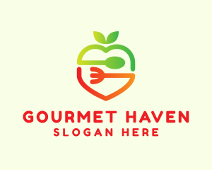 Gradient Apple Utensil logo design