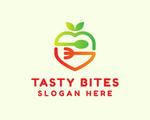 Cafeteria - Gradient Apple Utensil logo design