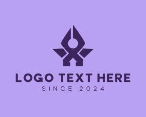 Purple - Business Pen Character logo design