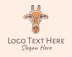 Animal Silhouette - Giraffe Head Safari logo design