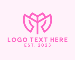 Organic - Pink Flower Letter M logo design