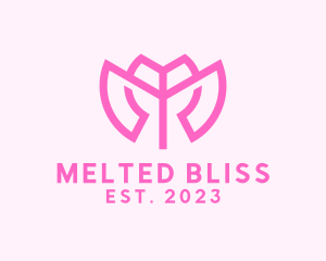 Pink Flower Letter M logo design