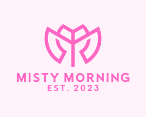 Pink Flower Letter M logo design