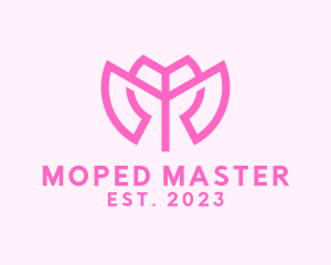 Pink Flower Letter M logo design