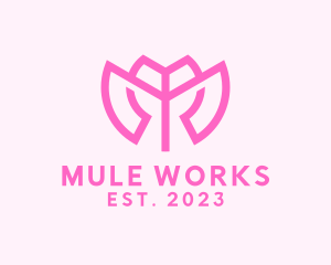 Pink Flower Letter M logo design