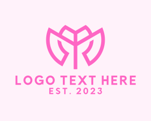 Floral - Pink Flower Letter M logo design