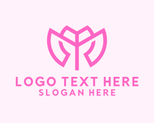 Pink Flower Letter M Logo