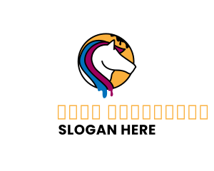 Horse Paint Drip logo design