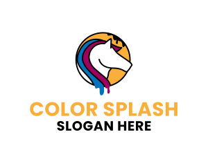 Horse Paint Drip logo design