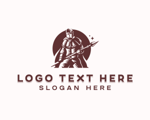 Male - Barbarian Spear Warrior logo design