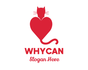 Veterinarian - Cat Red Love Heart logo design